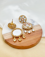 Pearl Polki Earrings Pastel : Pink