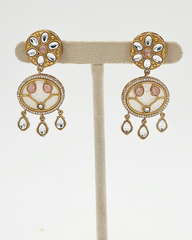 Pearl Polki Earrings Pastel : Pink