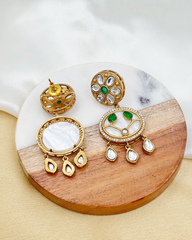 Pearl Polki Earrings : Green