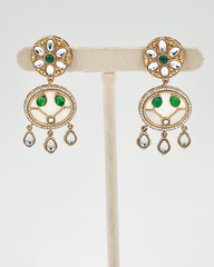 Pearl Polki Earrings : Green