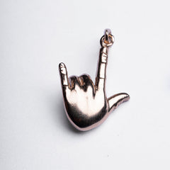 "I Love You" in Sign Language Pendant : Rose Gold Plating