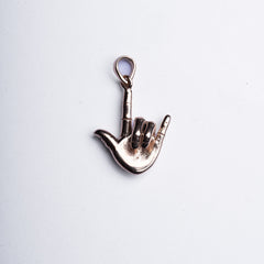 "I Love You" in Sign Language Pendant : Rose Gold Plating