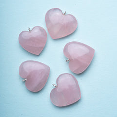"HEART" Healing Pendant : Natural Rose Quartz (Pink)