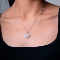 "HEART" Healing Pendant : Natural Rose Quartz (White)