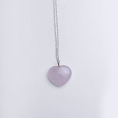 "HEART" Healing Pendant : Natural Rose Quartz (White)
