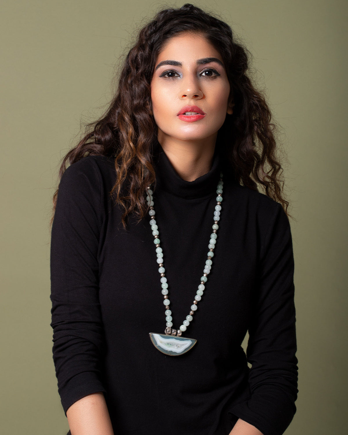 Abhiri Jade Silver Necklace