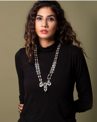 Aabha Crystal Silver Necklace