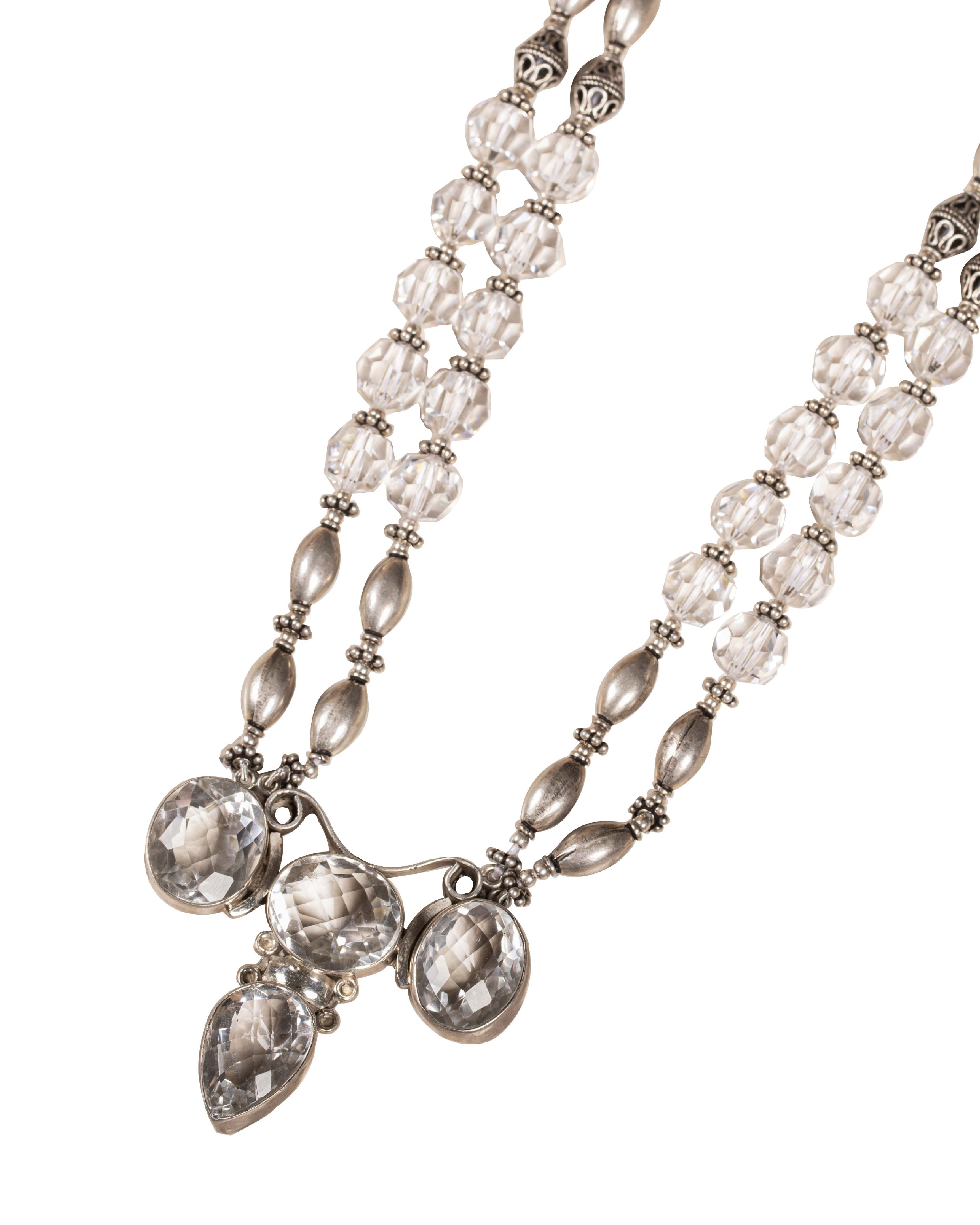 Aabha Crystal Silver Necklace