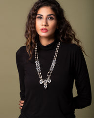 Aabha Crystal Silver Necklace