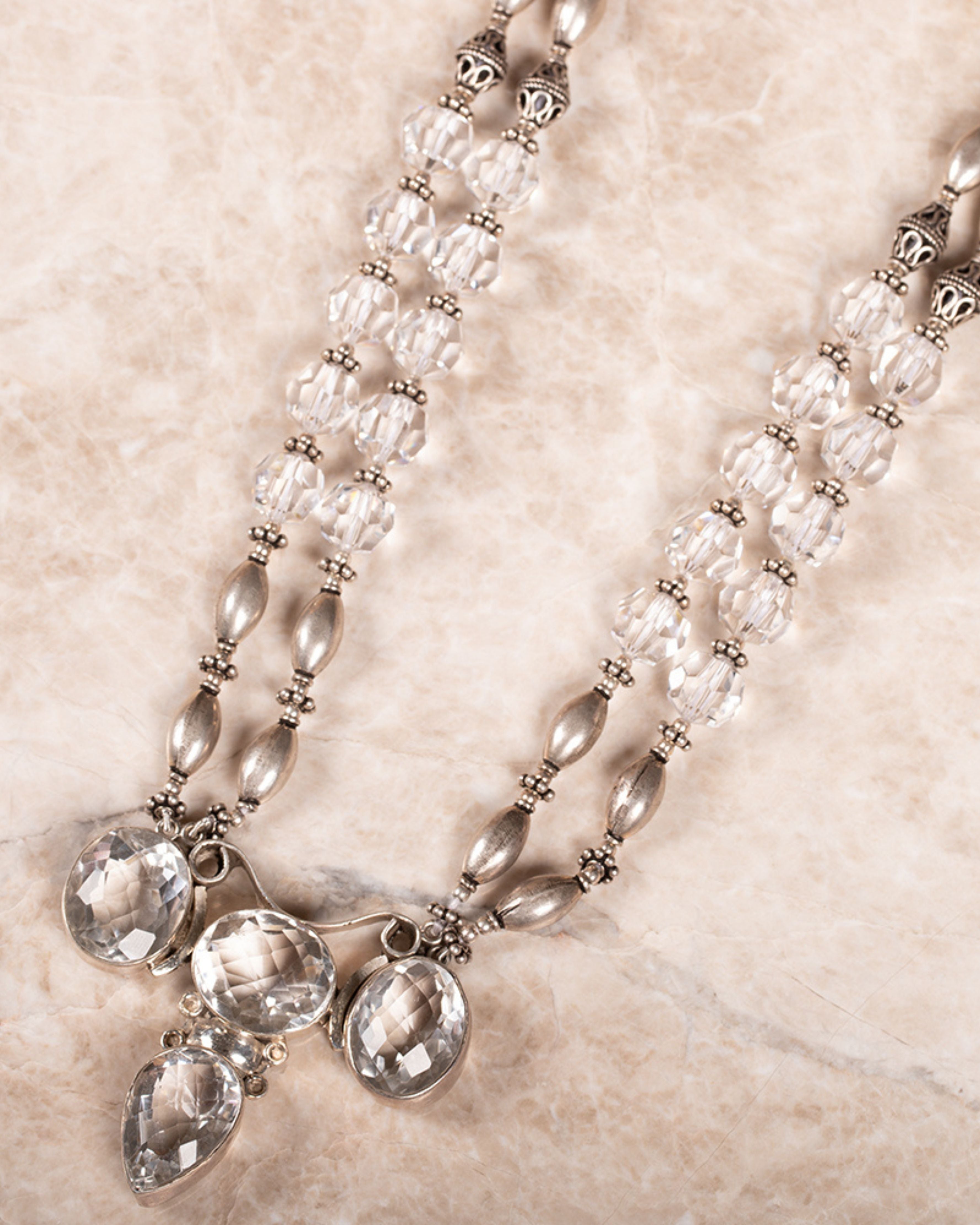 Aabha Crystal Silver Necklace