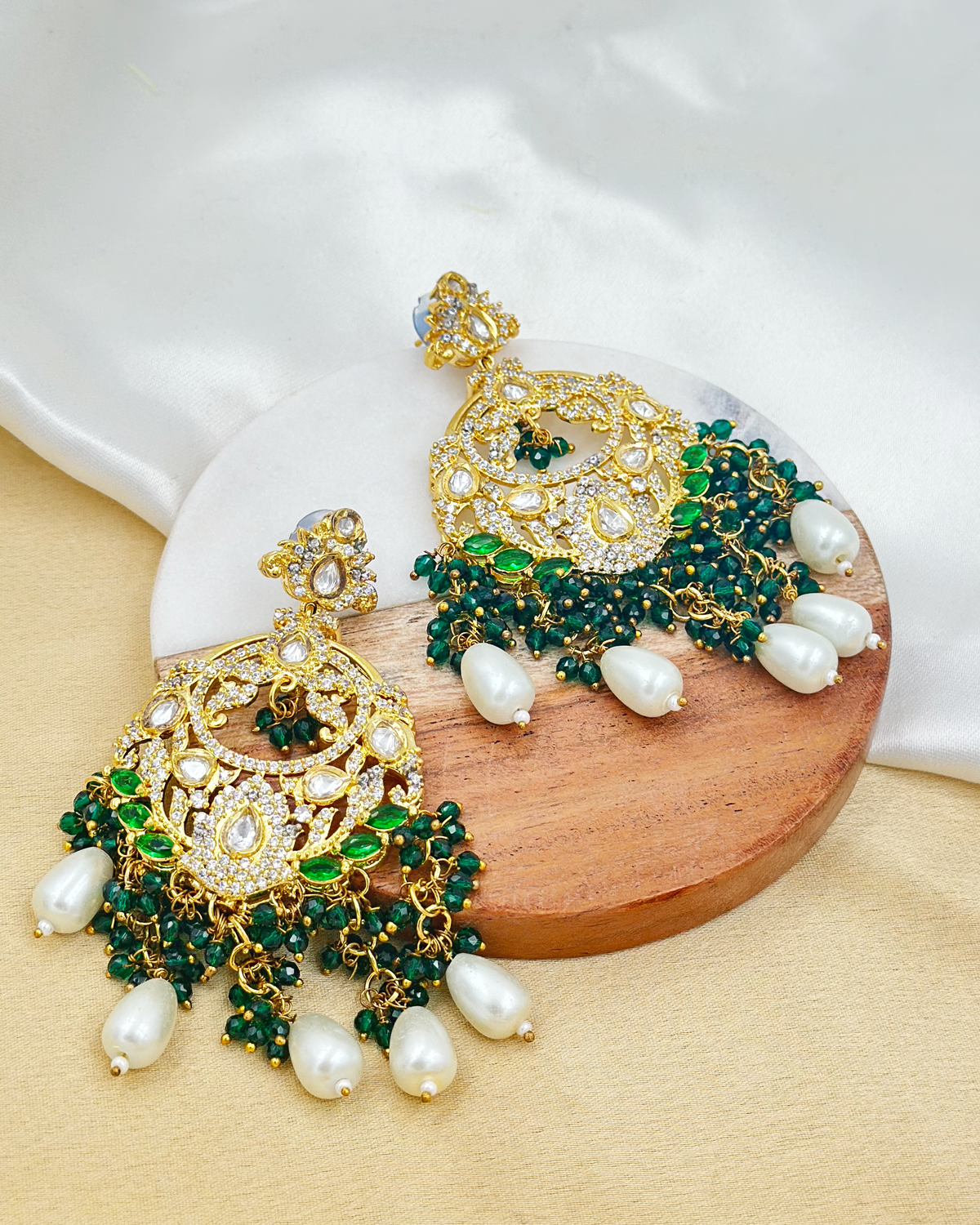 Farzana Earrings - Emerald Green