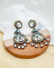 Pearl Polki Earrings : Pastel Green