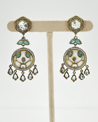 Pearl Polki Earrings : Pastel Green