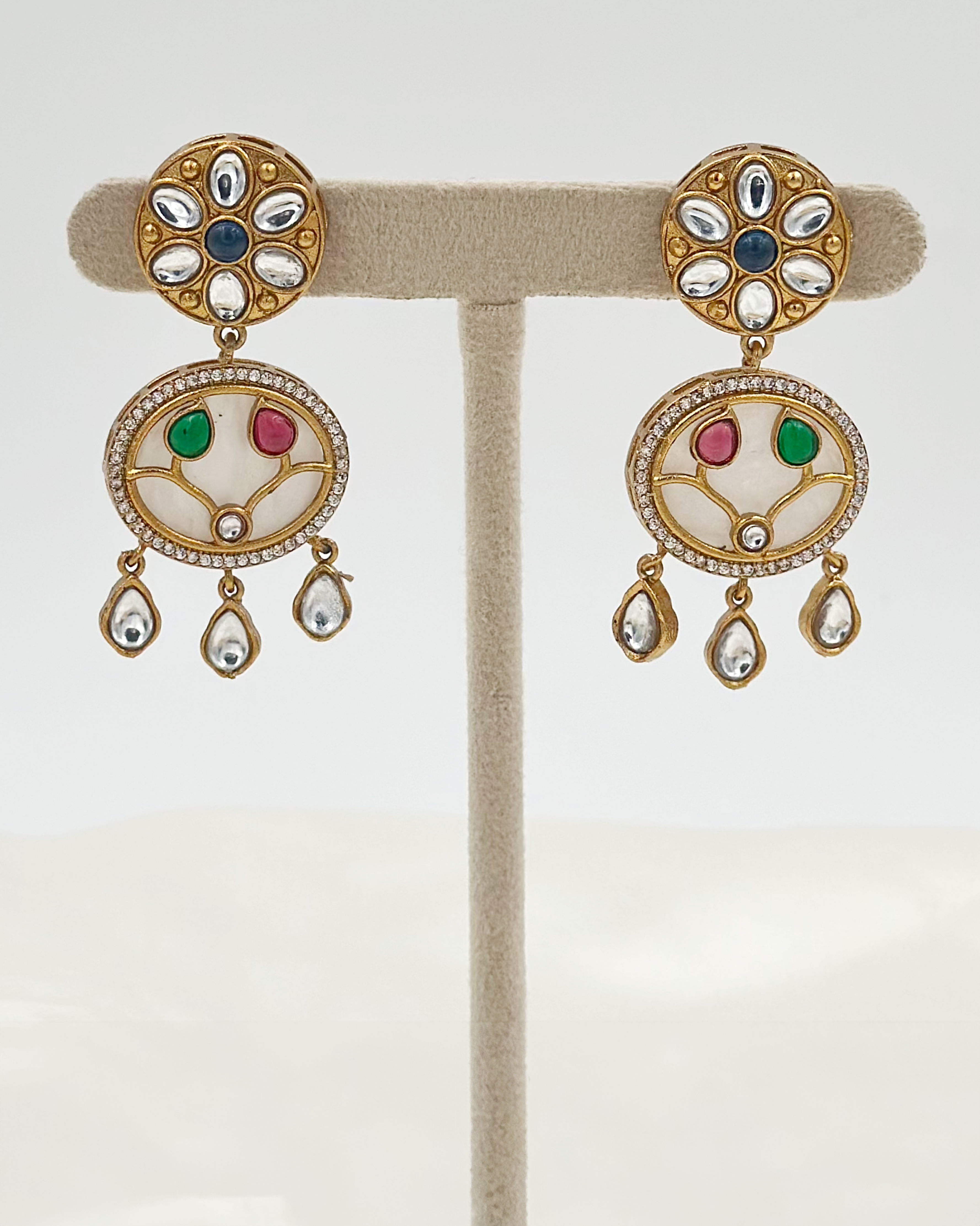 Pearl Polki Earrings : Multicolor