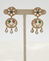 Pearl Polki Earrings : Multicolor