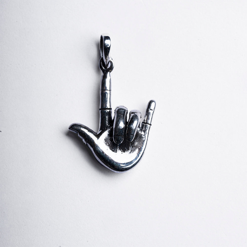 "I Love You" in Sign Language Pendant - Silver Plating