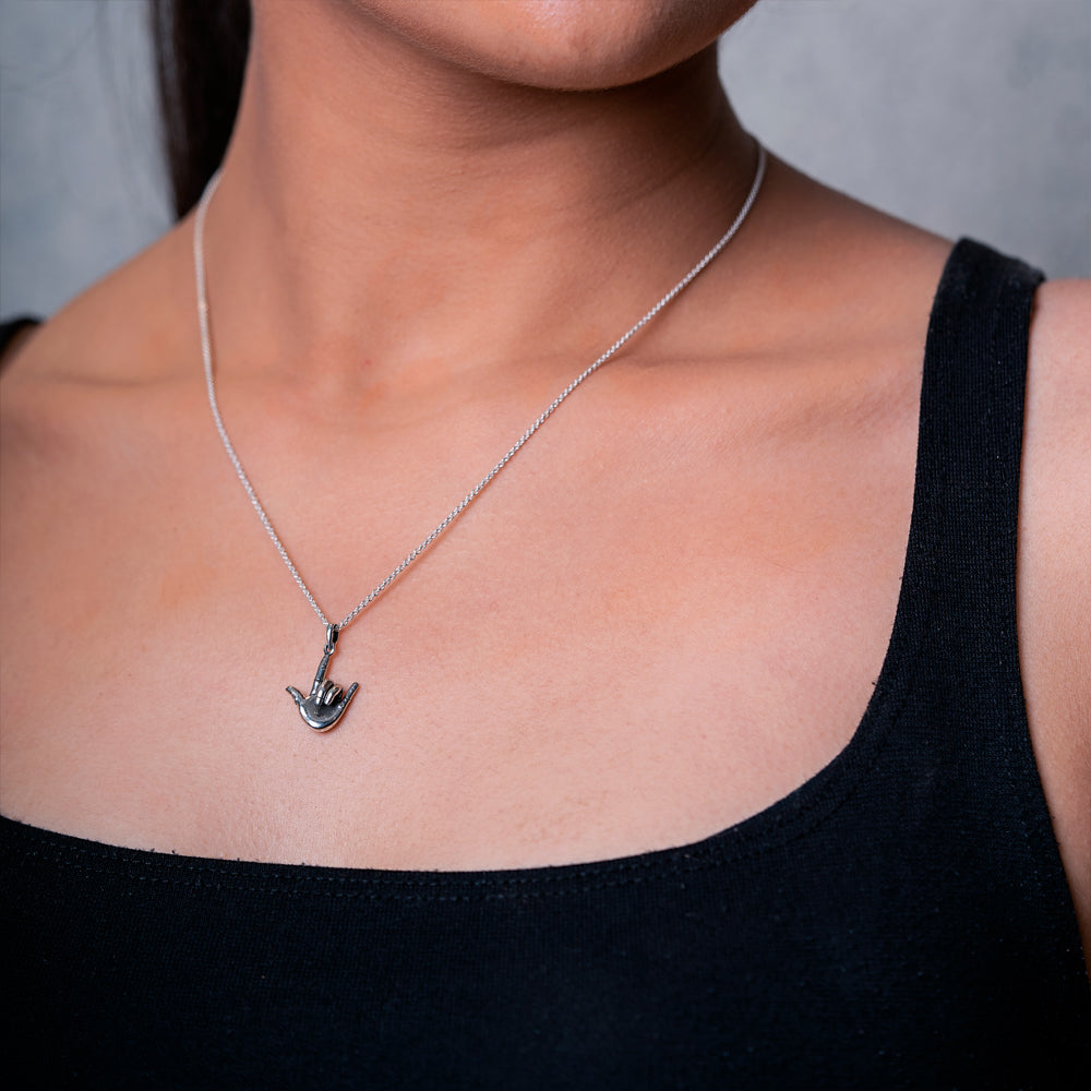 "I Love You" in Sign Language Pendant - Silver Plating